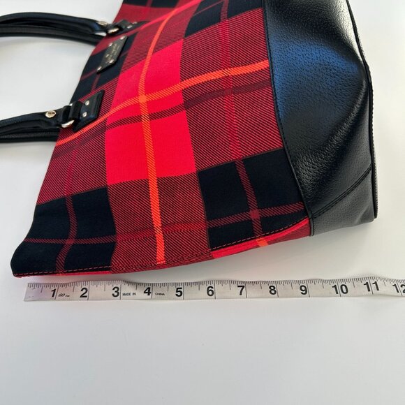 NWOT Kate Spade New York Medium Harmony Plaid Tote Bag With Black Leather Bottom - Picture 10 of 13